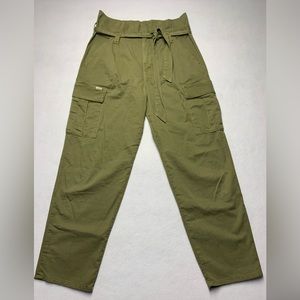 Mother The Greaser Paperbag Cargo Pant Women’s Size 28 Waist Tie Belt Crop